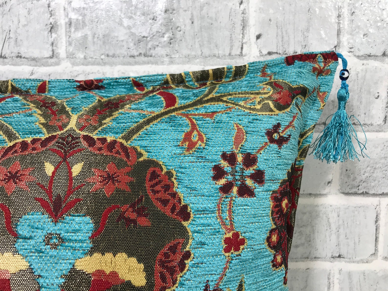 Turquoise Pillow Handmade Pillow Bench Pillow Couch Pillow Etsy