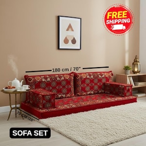 Floor seating sofa, Sectional sofa, Single sofa, Majlis sofa, Floor couch, Arabic sofa, Living room sofa, Kilim cushion, Floor pad, FS 30
