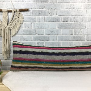 Cuscino da esterno, fodera per cuscino Kilim, cuscino fatto a mano, cuscino decorativo, cuscino Kilim 12 x 36, cuscino per sedia, cuscino Kilim per divano, 1910