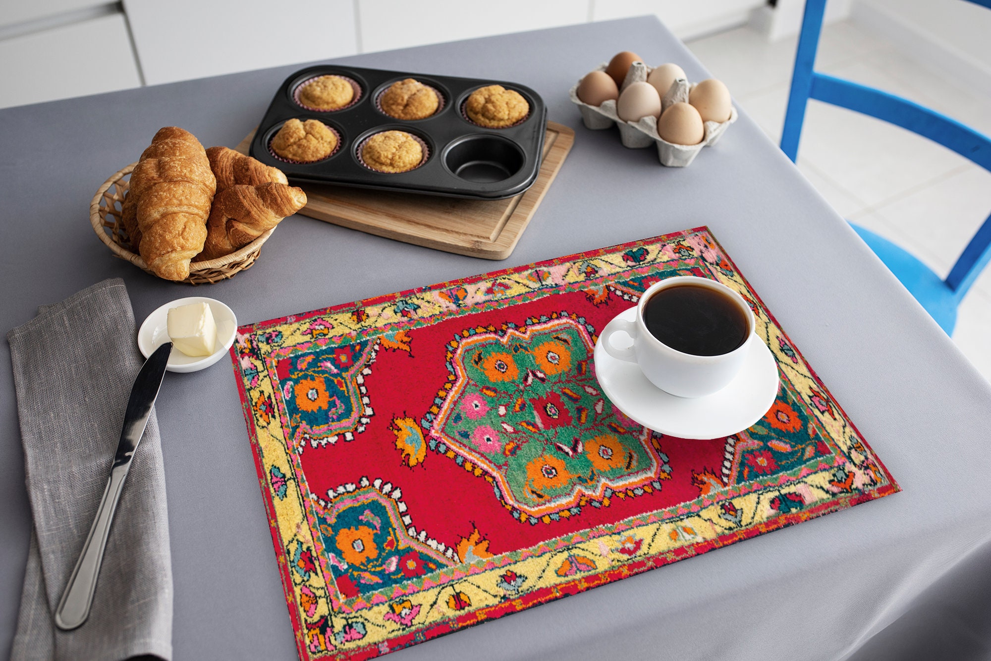 Kilim textile art placemats, Washable table mat, Graduation event placemats, Desktop decor mats, Noble placemats, Kitchen decor, 12407-01