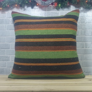 kilim pillow cover , throw pillow , handmade pillow , 28x28 kilim pillow , floor pillow , oushak pillow , wool pillow , striped pillow, 228