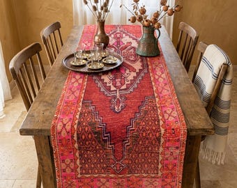 Statement table runner, High-quality table scarf, Chic table sheet, Heritage style table cloth, Turkish rug design table runner, 12539-02