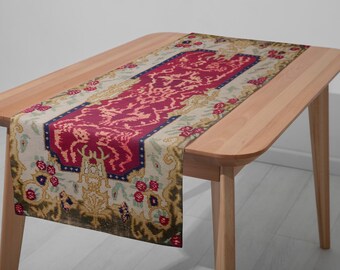 Tafelloper met kelimprint: vintage Turks design, zachte stof 13435-02