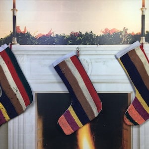 oriental stocking, kilim stocking,christmas stocking, handmade sock, halloween gift, santa socks, fire place hanging, turkish kilim sock