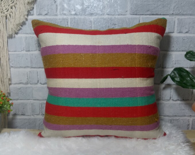 Striped Kilim Pillow Kilim Cushion Pillow Cover Sofa Etsy