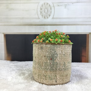 Handmade plant pot holder, Flower pot cover, Boho Decor Planter, Turkish rug basket, Vintage rug basket, Bohemian decor, Home decor, PH 692