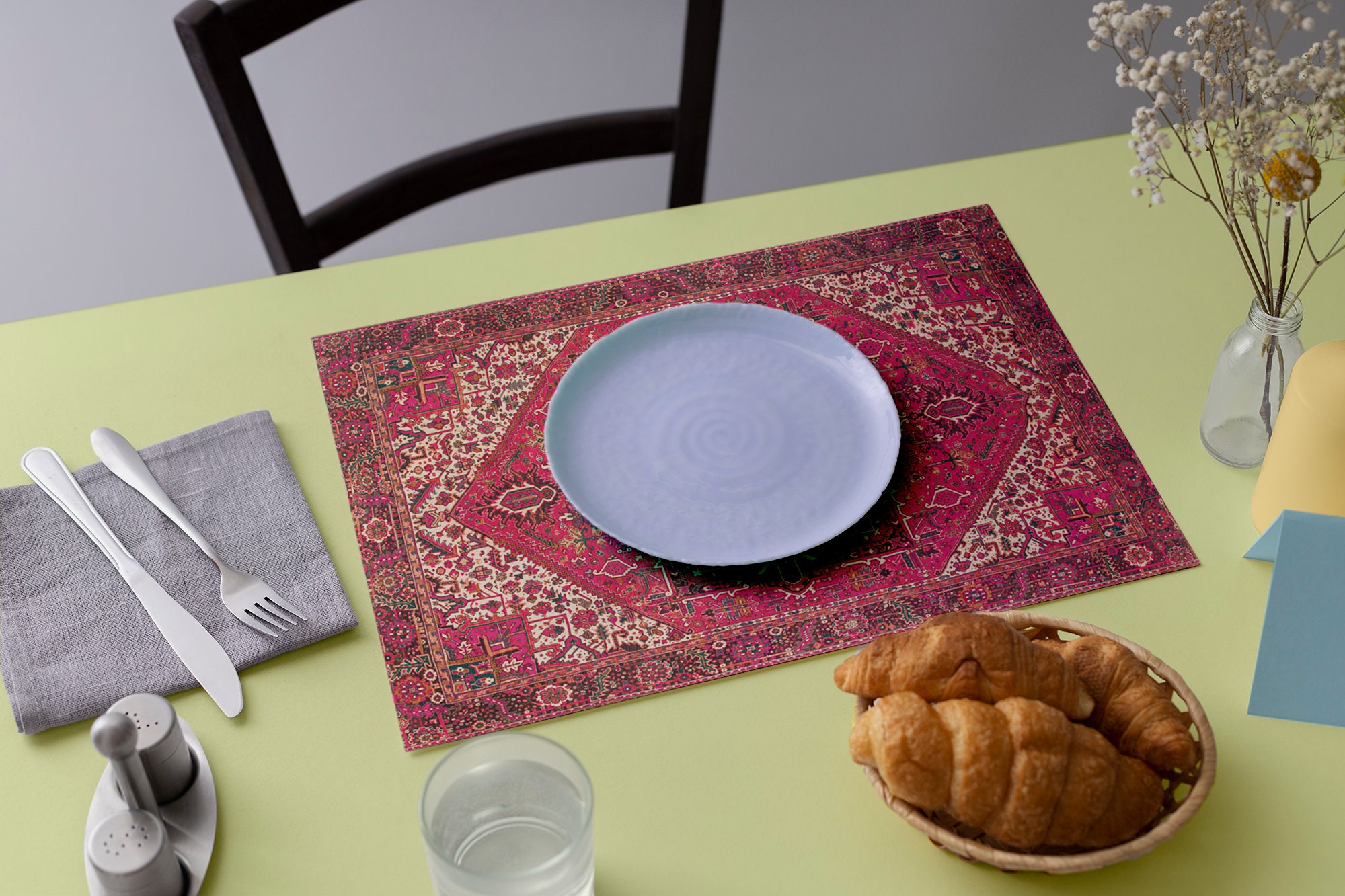 Dining tableware, Oriental rug style tableware, Kitchen table mats, Decorative placemats, Traditional design, Woven pattern mats, 12510-02