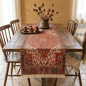Caminho de mesa: Estilo turco vintage boho (tecido macio, vários tamanhos) 12510-01