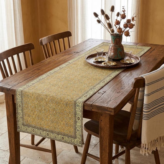 High quality printed rug design runner, Elegant velvet table scarf, Woven kilim table decor, Chic turkish rug runner, Table decor, 5821-03