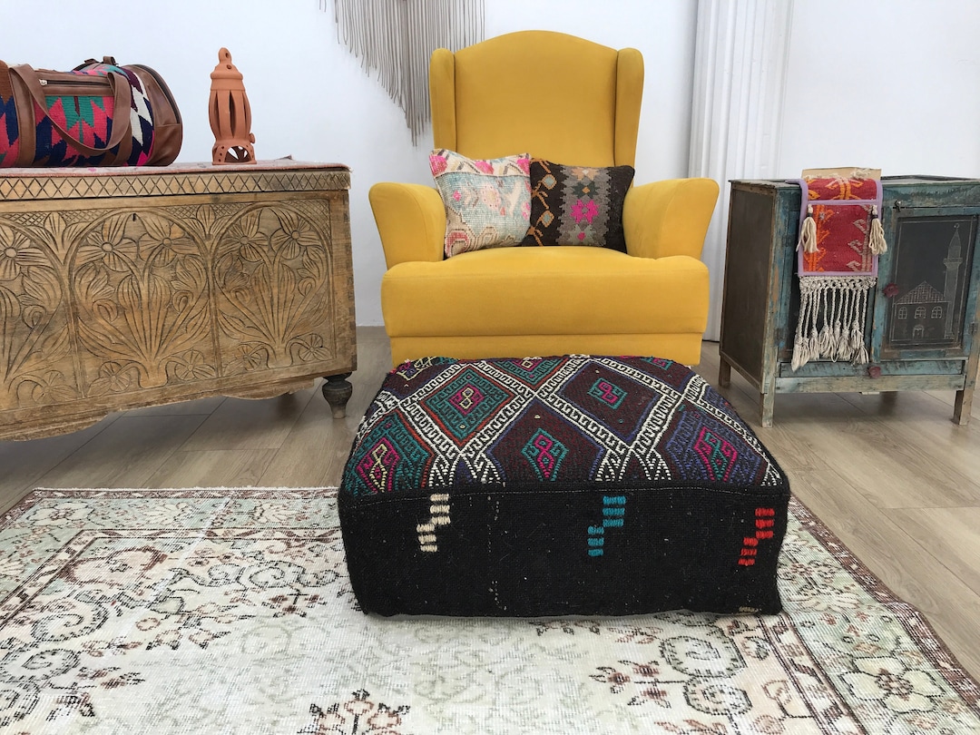 Turkish Floor Pillow, Outdoor Floor Seating, Kilim Cushion Cover ...