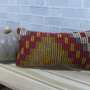kilim pillow , outdoor pillow , bohemian pillow, 10 x 20 kilim pillow , handmade pillow , kilim cushion cover , euro sham pillow ,  255