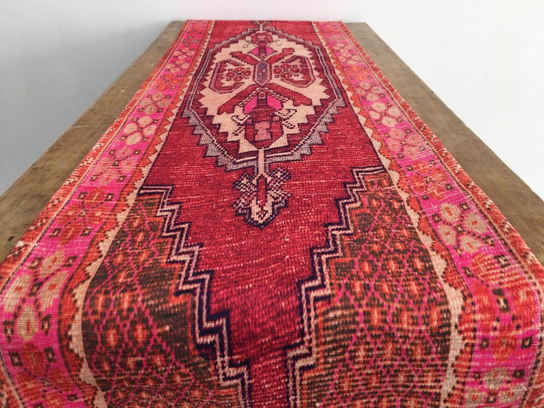 Statement table runner, High-quality table scarf, Chic table sheet, Heritage style table cloth, Turkish rug design table runner,
