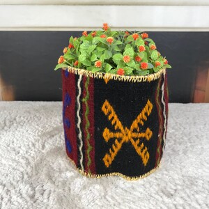 flower holder indoor, window plant pot,plant pot cover,hanging pot basket, airplant basket,medium storage, round baskets, kilim pot, PH 2443