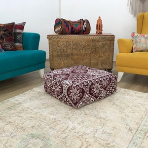 Floor pouf, Couch cushions, Fabric pillow cover, Ottoman pillow, Floor pillow, Floor sofa, Reading nook cushion, 24x24x8 inches, FP 247 image 3