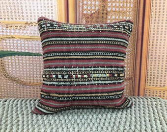 Kilim Patterned Cushion, Turkish Rug Design Pillow, Handmade Pillow, Gift Accent Pillow, Home Decor Pillow, Floor Cushion 16x16kp156