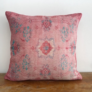 Oushak rug pillow, Pillow with flowers, Long pillow, Lumbar pillow, Anysize washable, Printed velvet, Bedding pillow, Pillow case, 5153-01