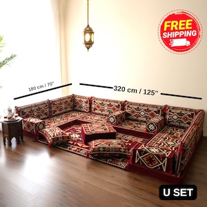 Floor couch, Moduler seating, Arabic seating, Balcony cushion, Floor cushion set, Tribal cushion, Floor seating sofa, Single sofa, FS 12