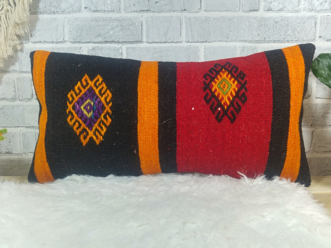 Kilim Pillow, Washable Pillow, Throw Pillow, Floor Pillow, 12 X 24