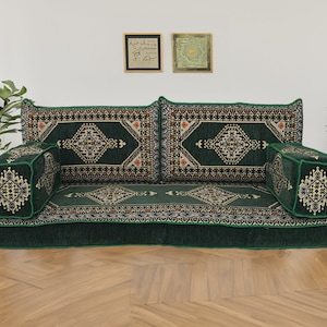 Sectional sofa set, Turkish cushion, Green floor sofa, Window seat cushion, Floor pouf ottoman, Floor couch cover, Majlis seating, FS 18
