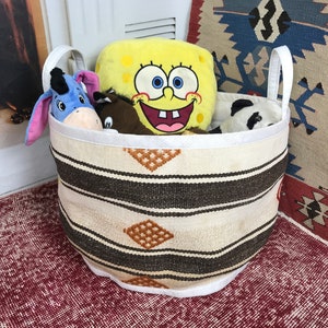 Laundry baskets, Kids storage basket, Natural wool basket, Blanket basket, Basket with handle, Bathroom storage, Bohemian basket, BSK 86