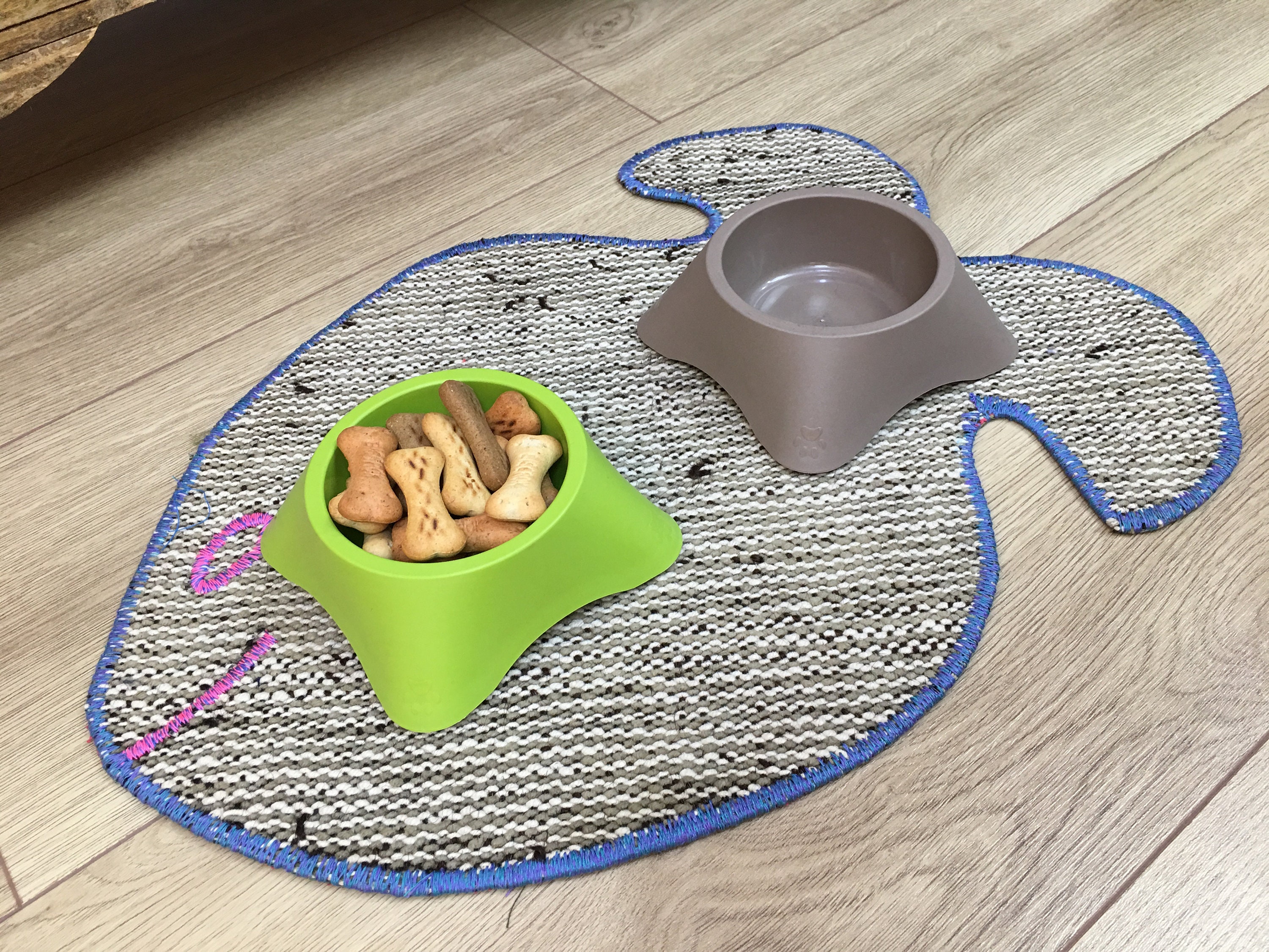 Cat bowl stand food & water bowl mat non slip pet mat cat Etsy