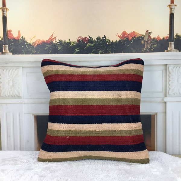 multicolor pillow, kilim cushion case, farmhouse pillow, throw pillow cover, modern rustic home, traditional pillow, 20x20 pillow, 2919