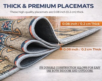 ヴィンテージプリントのプレースマット、エレガントなトルコキリムラグ