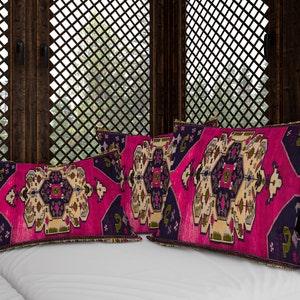 Oushak pillow, Decorative pillow, Throw pillow for couch, Armchair pillow, Pink velvet, Euro sham cover, Pillow case, Home decor, 11436-03