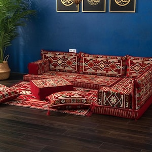 Sectional seating, Floor sofa cover, Arabic sofa, Floor couch, Reading nook, Window seat cushion, Kilim cushion, Living room set, FS 04