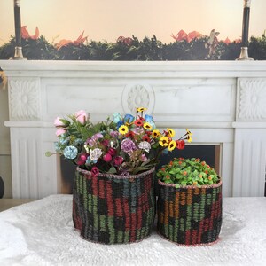 textured plant basket, medium basket, flower basket, basket for decor, desk planter, colorful planter, hanging air pot, wall decor, PH 2133