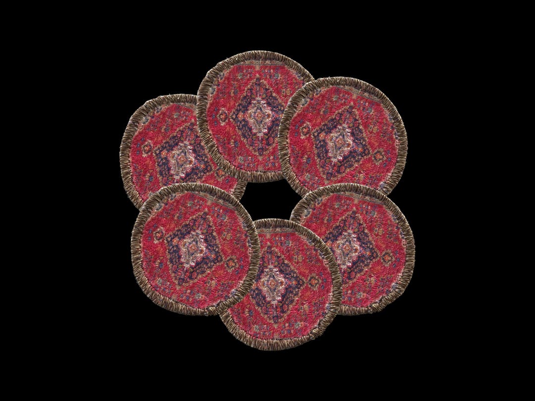Table Rug Coasters Oriental Medallion Coaster, Textured Mini Rug Design, Aesthetic Coffee ...