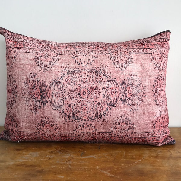 euro sham cover, pink throw pillow, printed pillow cover, chenille pillow, ethnic pillow cover, turkish pillows, sofa cushion, 1884-02