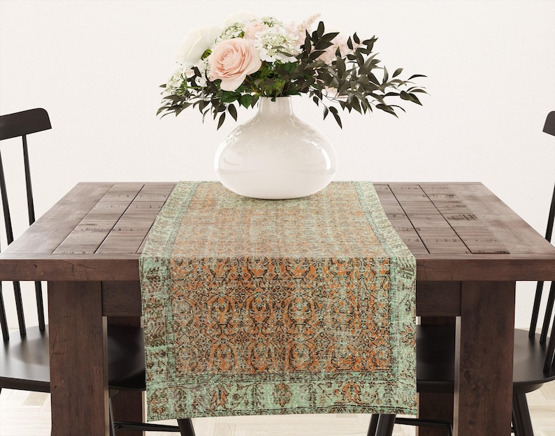 Chemin de décoration de commode, chemin de table tissé, magnifique chemin, chemin de bureau de maquillage, chemin de table de chambre à coucher, chemin de table design kilim, 5860-02 image 18