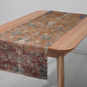 Unique design statement, Durable table runner, Washable table runner, Timeless vintage appeal, Pastel color runner, Rug design runner, 13095