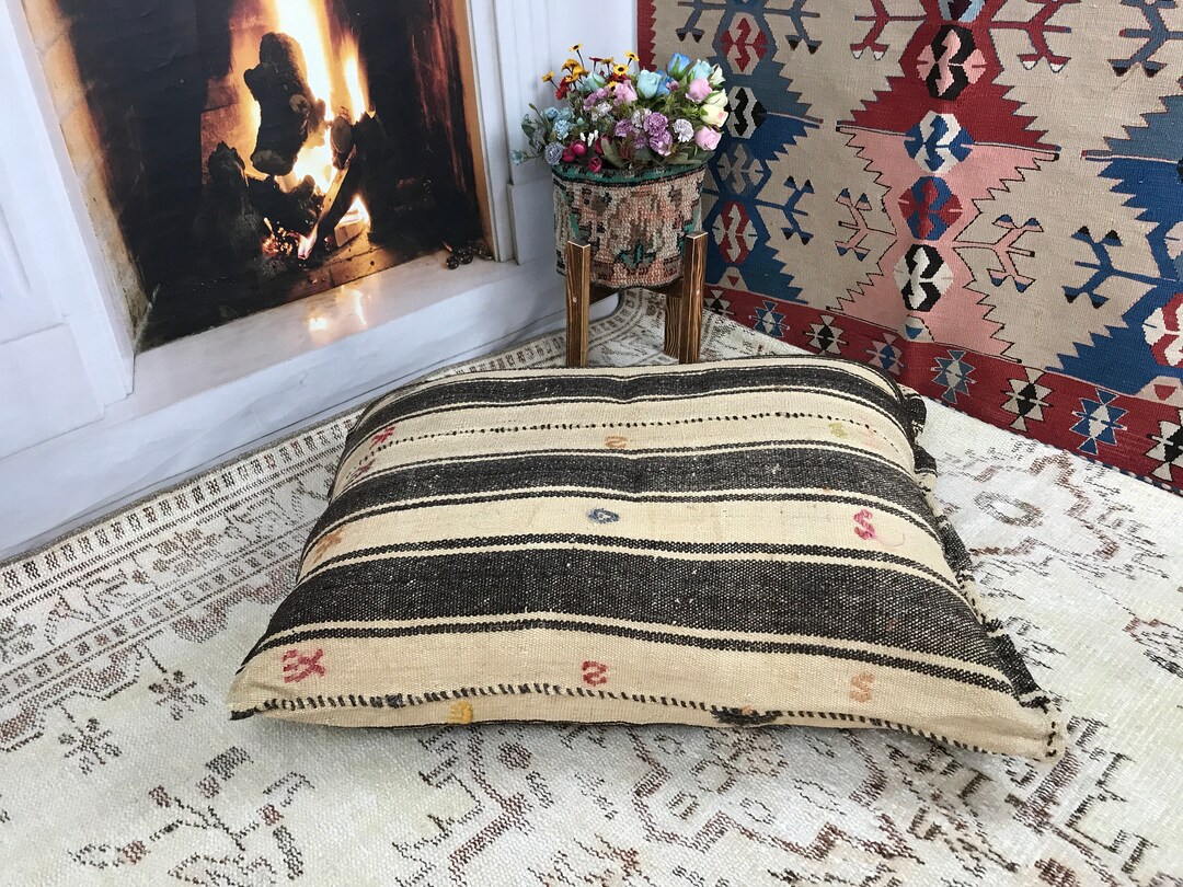 Boho Decor Pillow, Handmade Pillow, Floor Pillow, Woven Pillow, Kilim