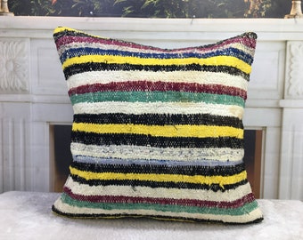 nomadic kilim pillow, handmade kilim pillow, 20 x 20 pillow, ethnic pillow, kilim cushion, pillow cover, decorative sofa pillow,  2803