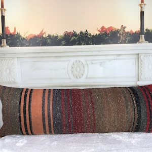 anatolian pillow, kilim pillow case, lumbar bed pillow, decorative pillow, turkish lumbar, kilim pillow, outdoor decor, 12x36 pillow, 2239