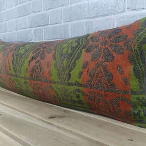 orange pillow cover, kilim pillow case, 12 x 42 pillow, gothic pillow, kilim cushion cover, comfort woven pillow, vintage pillow, 349