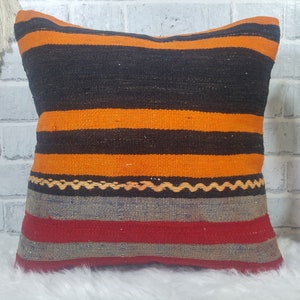 handmade kilim pillow , striped pillow , boho pillow , decorative pillow , 16 x 16 kilim pillow , turkey pillow , kilim cushion cover , 2025