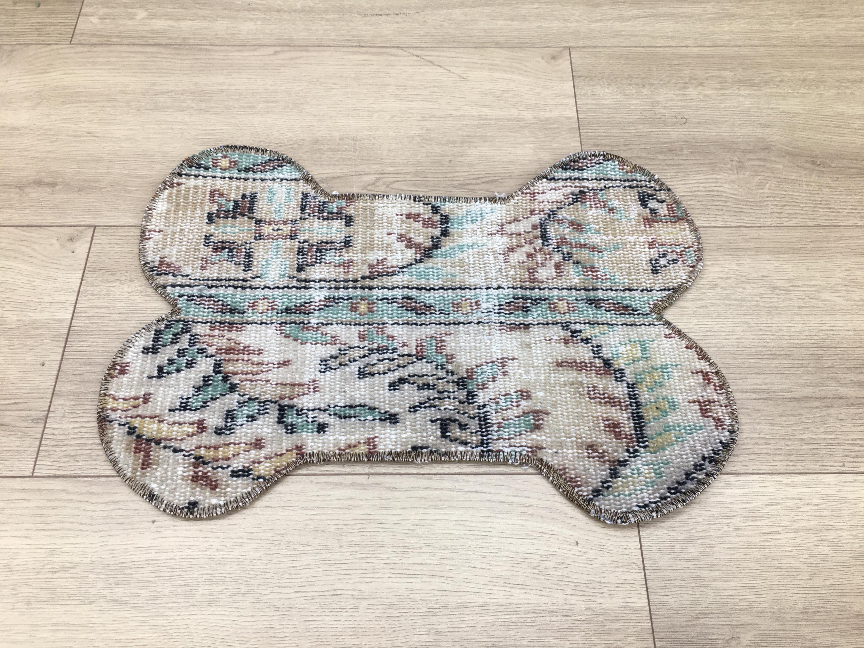 Handmade Floral Dog Bone Rug, Vintage Turkish Kilim Pet Mat, Boho ...
