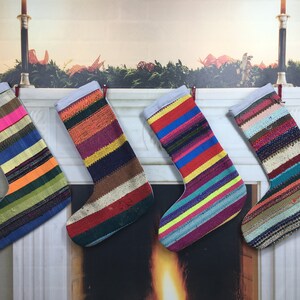 christmas gift, christmas stocking, gift for her, santa socks, fire place sock, family stocking, multicolor handmade stocking, xmass sock