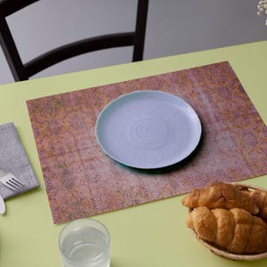 Unique washable turkish rug placemats, Cultural heritage style dining accessories, Non-slip vintage kilim pattern placemats, 2902-02