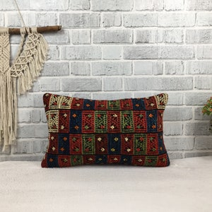 bench pillow, decorative kilim pillow, kilim cushion, boho decor pillow, bohemian pillow, 12x20 floor pillow, woven pillow, bed pillow,1586