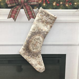 Kilim Christmas Stocking, Red Traditional Decor, Handmade Turkish Rug Print, Personalized Boho Mantel Sock, Anatolian Pattern Gift