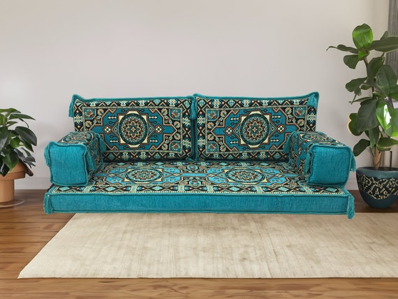 Modular sofa set Turquoise floor sofa Majlis sofa Sofa with armrest cushion Kilim cushion cover Floor couch cover Sofa cover FS 09 Etsy