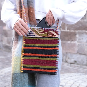Bolsos bandolera para mujer, bolso kilim premium, bolso de compras tejido, bolso billetera kilim, bolso de viaje para el cuello, bolso de hombro retro, bolso con correa, KBi 13
