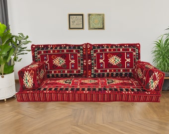 Floor Cushion Set, Arabic Sofa Set, Rest Room Decor, Sofa with Foam, Handmade Majlis Sofa,Couch Cushion Cover, Oriental Sofa, FS 33