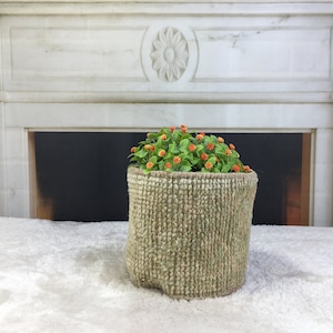 Handmade plant pot holder, Flower pot cover, Boho Decor Planter, Turkish rug basket, Vintage rug basket, Bohemian decor, Home decor, PH 684