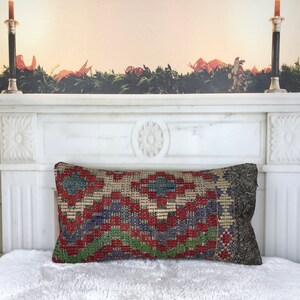 bohemian pillow, striped kilim pillow, kilim cushion cover, floor pillow, 12 x 24 kilim pillow, wool pillow, organic kilim pillow, 2323