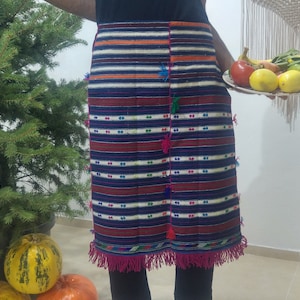 blue white apron , vintage kilim apron , embroidered apron , woven apron , nomadic apron , apron for kitchen , half apron  , antique apron